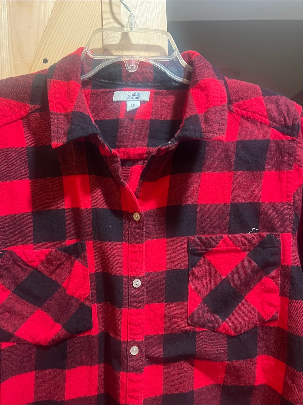 croft & barrow Red and Black Buffalo Plaid Button-Front Shirt size xxlarge